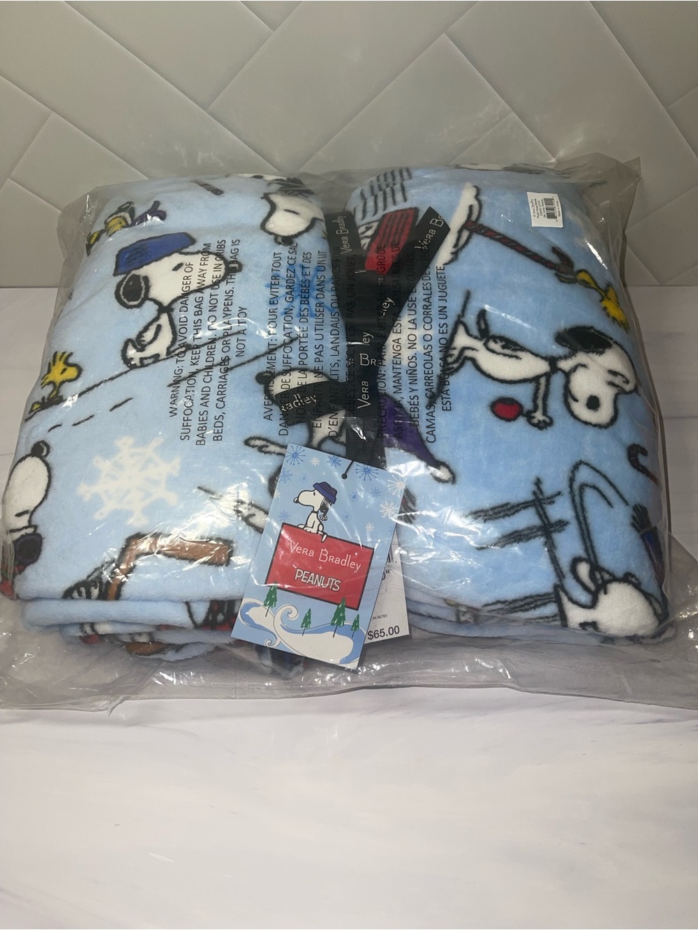 Vera Bradley Ski Jump Snoopy Throw Blanket - New!